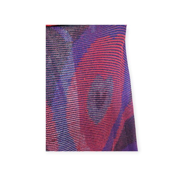 Vintage Gil Aimbez For Static Knit Poncho Red Purple 1980s Artsy Maximalist - Picture 8 of 8